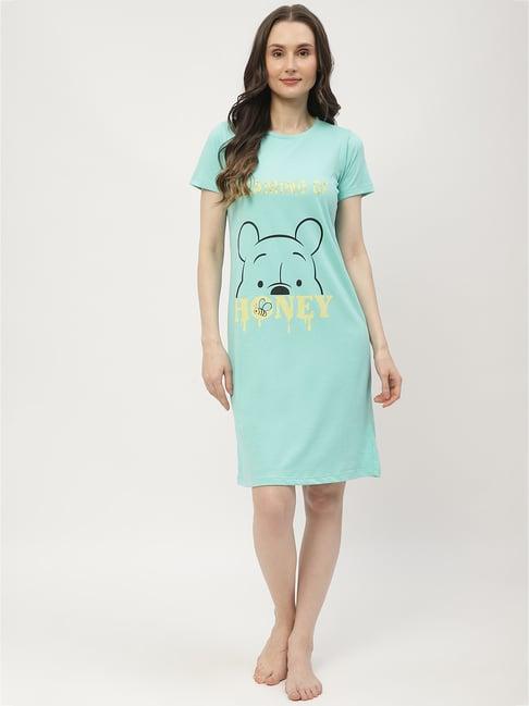 madame m secret mint green cotton embellished night dress