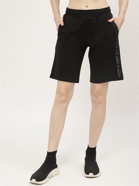 madame m secret black cotton relaxed fit shorts