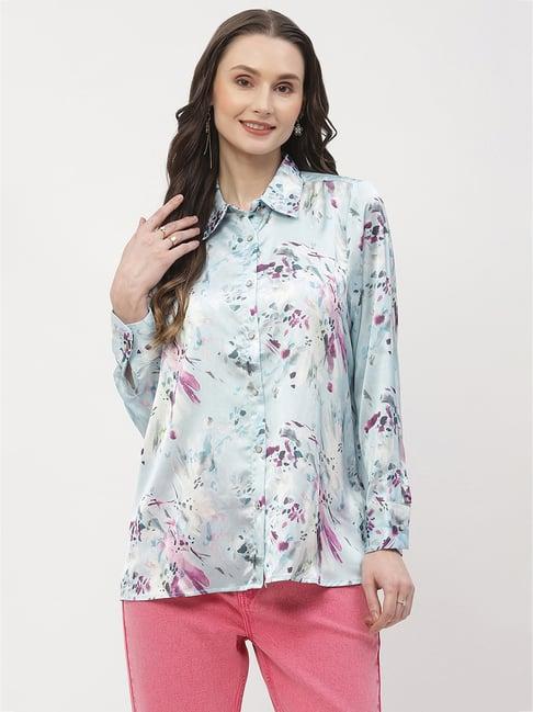 madame blue printed shirt