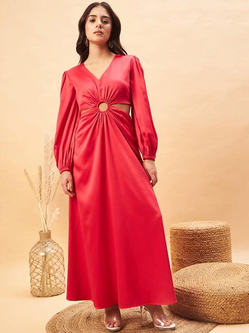 magre red regular fit maxi dress