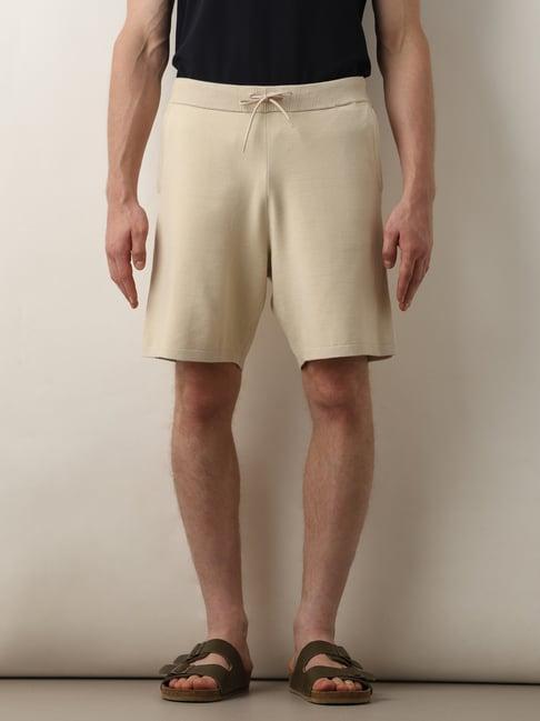 selected homme beige regular fit shorts