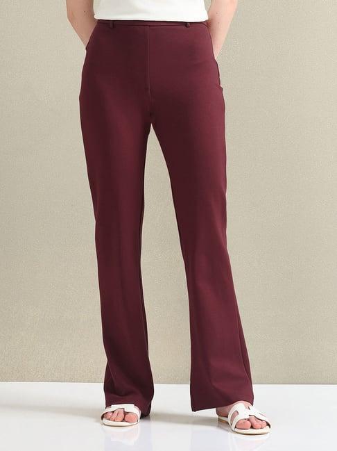 u.s. polo assn. burgundy regular fit mid rise trousers