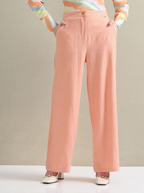 u.s. polo assn. peach regular fit mid rise trousers