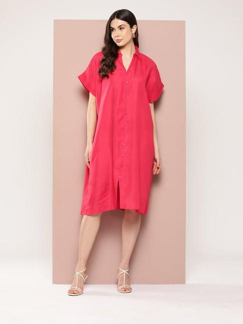 qurvii pink shirt dress