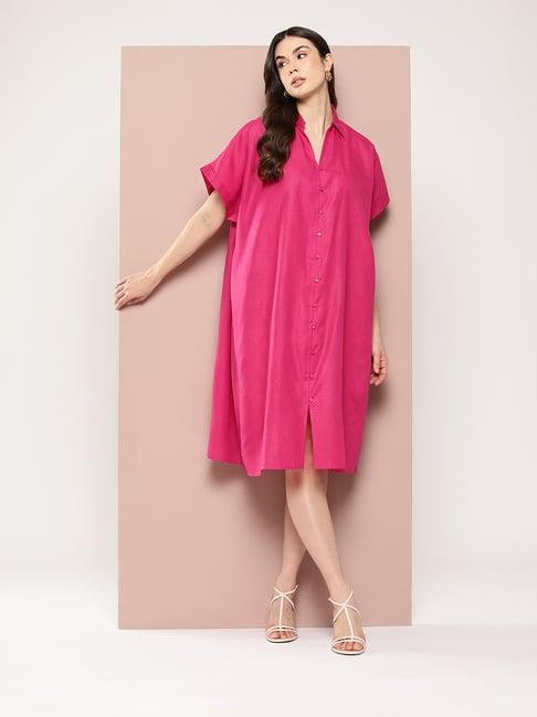 qurvii magenta shirt dress