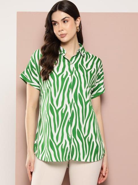 qurvii green animal print shirt