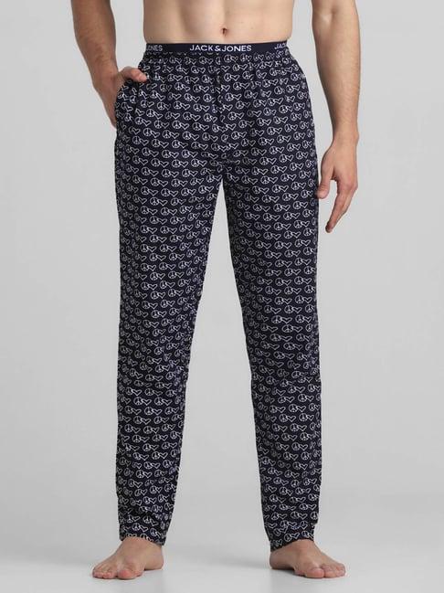 jack & jones navy blazer cotton regular fit printed lounge pants