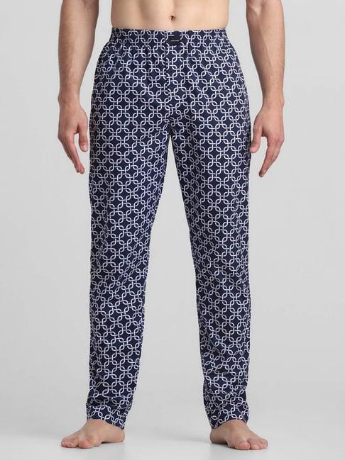 jack & jones navy blazer cotton regular fit printed lounge pants