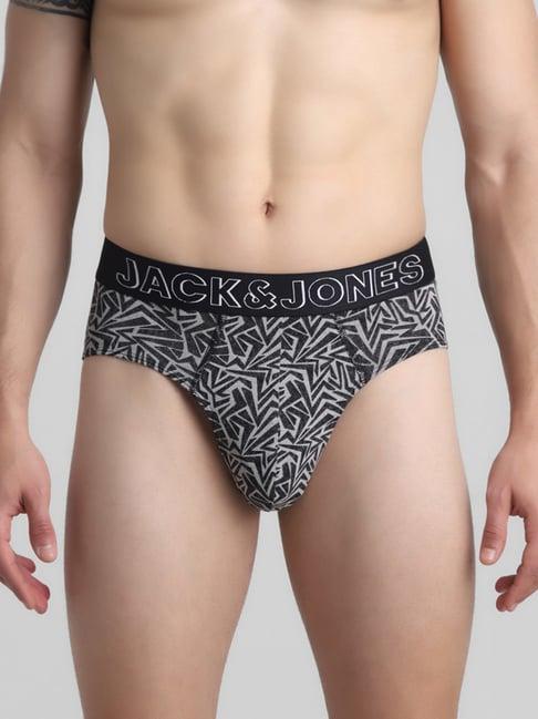 jack & jones jet black regular fit printed briefs