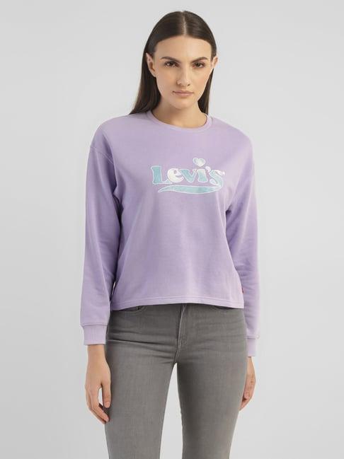 levi's purple cotton graphic print sweatshirt