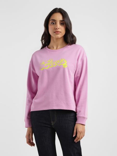 levi's lavender cotton graphic print sweatshirt