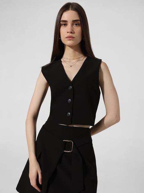 only black regular fit waistcoat