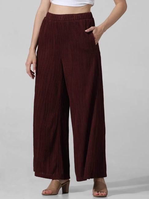 only brown flared fit high rise pants