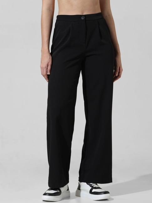 only black regular fit high rise pants