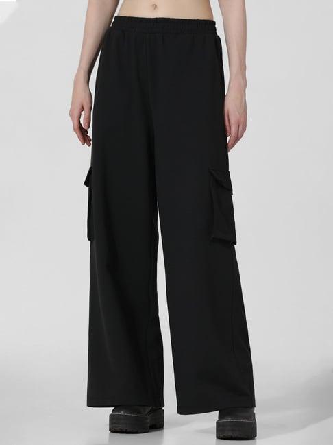 only black straight fit high rise pants