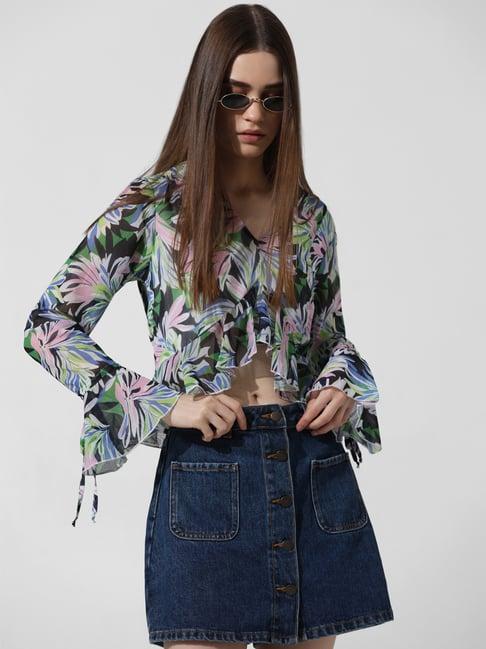 only multicolor printed crop top