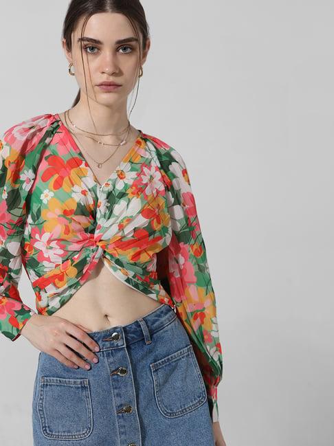 only multicolor floral print crop top