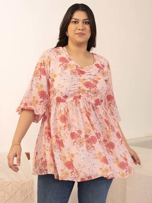 xl love by janasya peach printed top