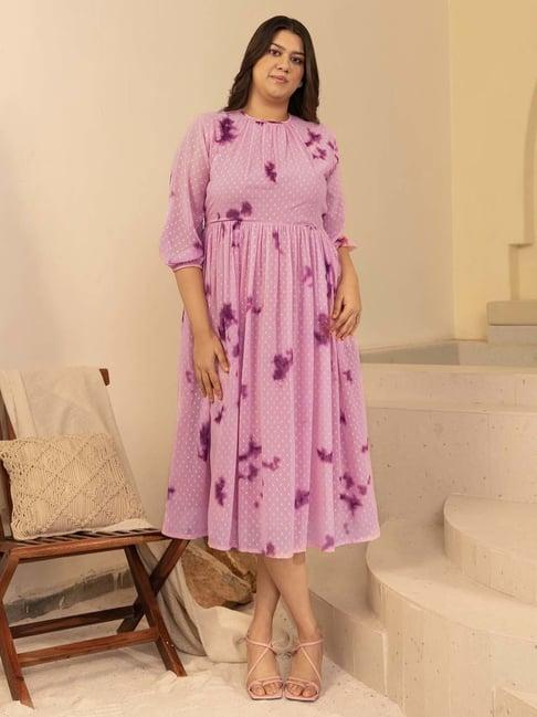 xl love by janasya pink printed a-line dress