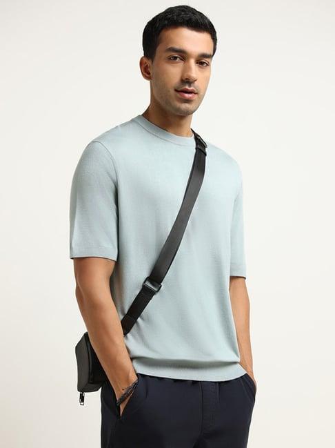 wes formals by westside green slim-fit ribbed t-shirt