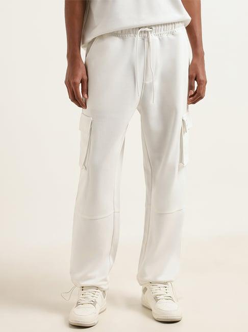 studiofit by westside white relaxed fit cargo pants