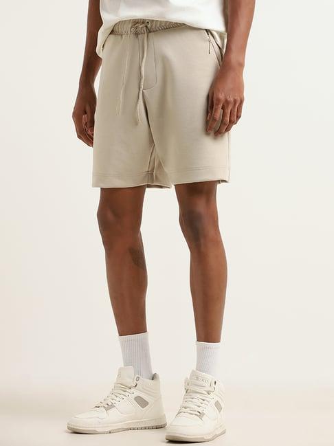 studiofit by westside beige relaxed fit bermuda shorts