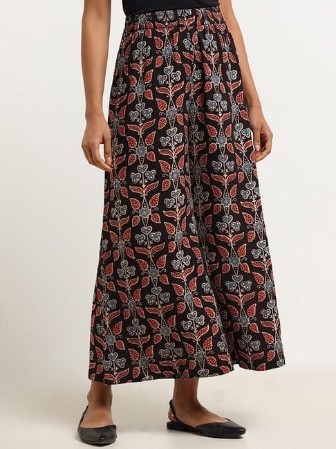 utsa by westside black printed palazzos