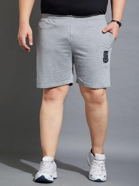 bigbanana men plus size grey solid regular fit shorts