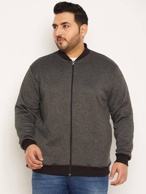 bigbanana men plus size dark grey solid regular fit sweatshirt