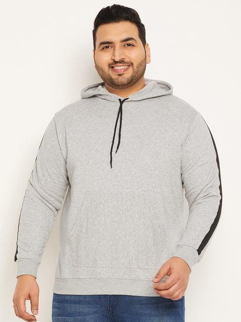 bigbanana men plus size grey solid regular fit sweatshirt