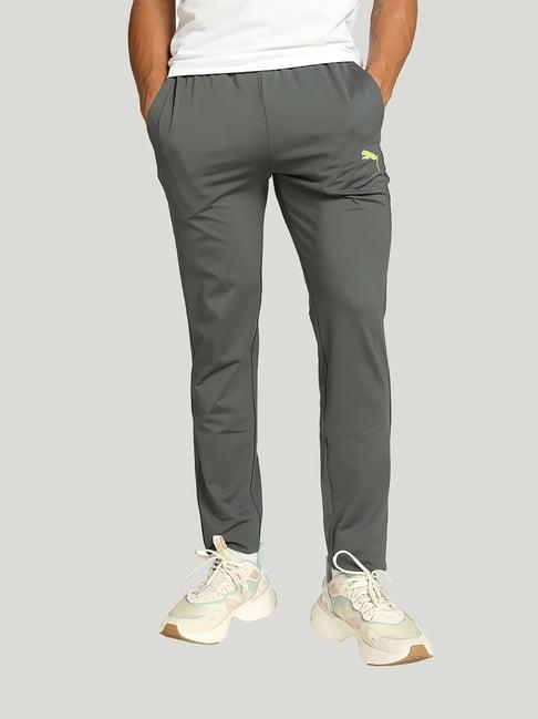 puma mineral grey slim fit logo print trackpants