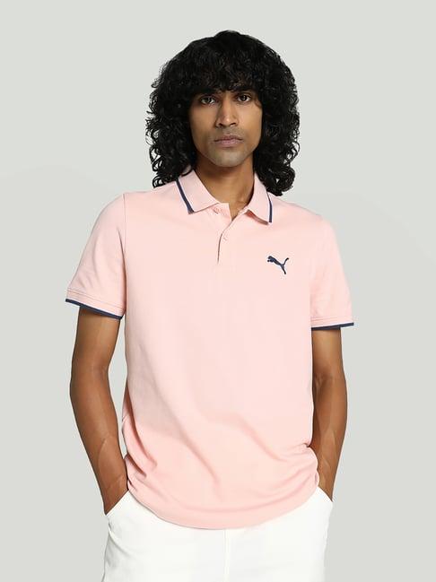 puma dusty pink slim fit cotton polo t-shirt