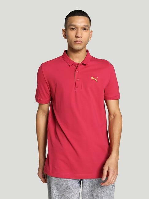 puma red slim fit cotton polo t-shirt