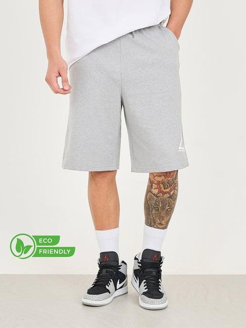 styli grey cotton loose fit printed shorts