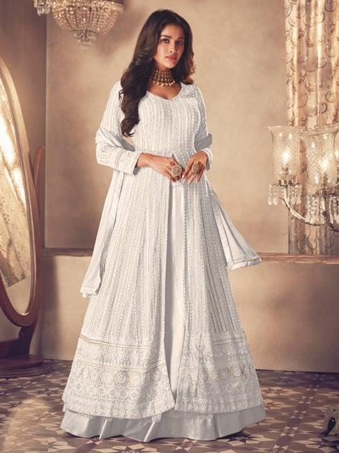 odette white embroidered unstitched dress material