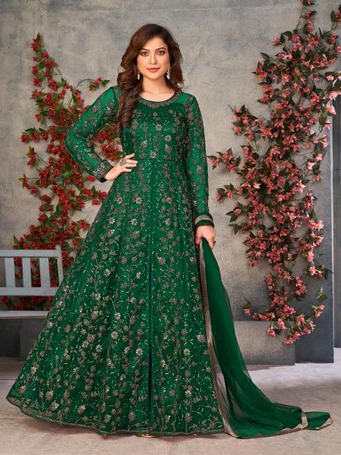 odette green embroidered unstitched dress material