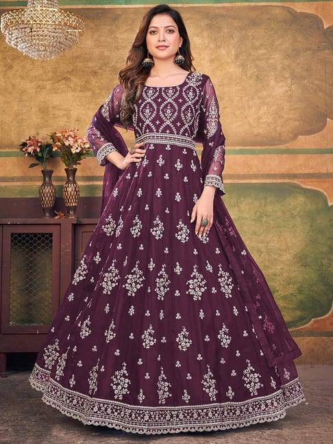 odette purple embroidered unstitched dress material