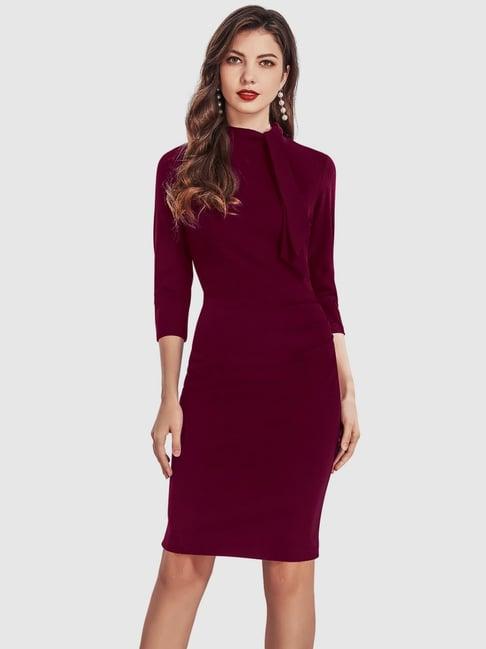 odette maroon bodycon dress