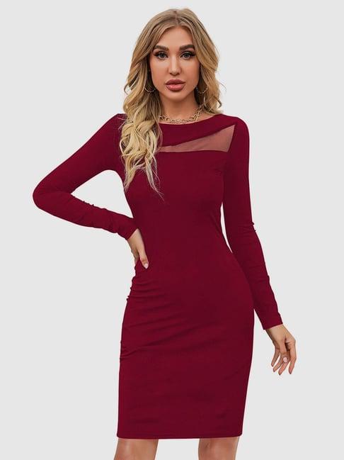 odette maroon bodycon dress