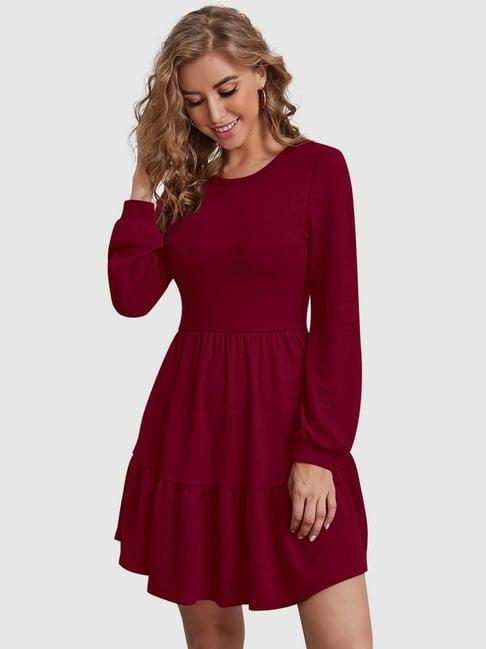 odette maroon skater dress