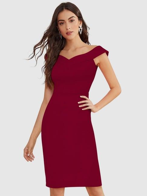 odette maroon bodycon dress