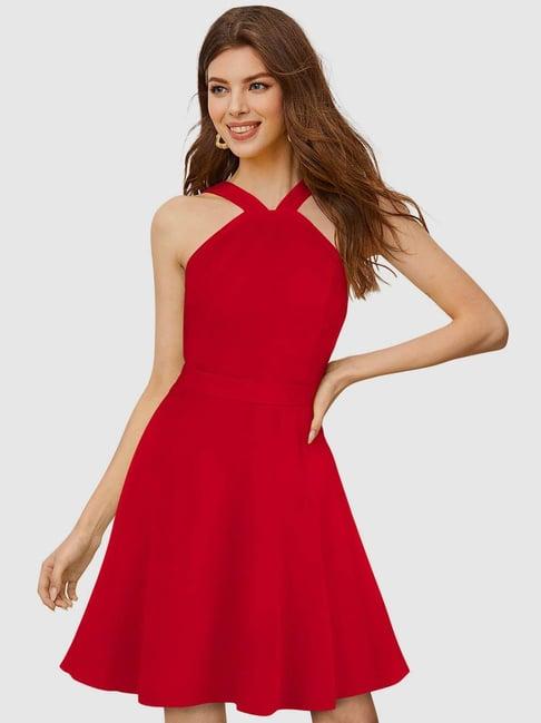 odette red skater dress