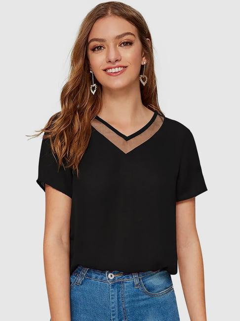 odette black regular fit top