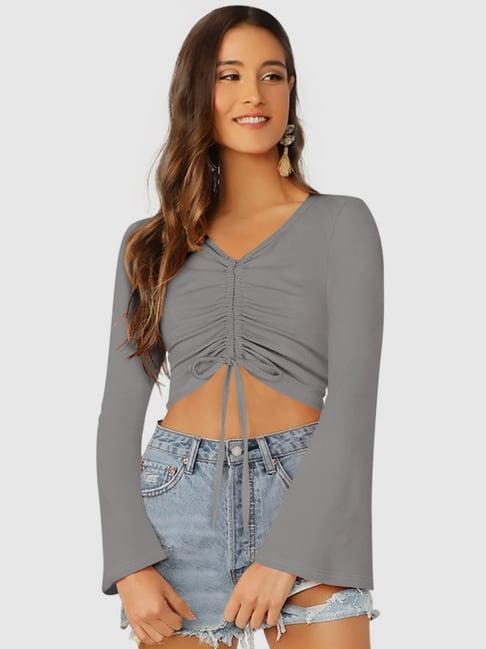 odette grey slim fit crop top