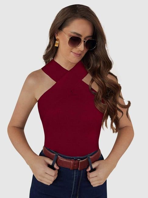 odette maroon regular fit top