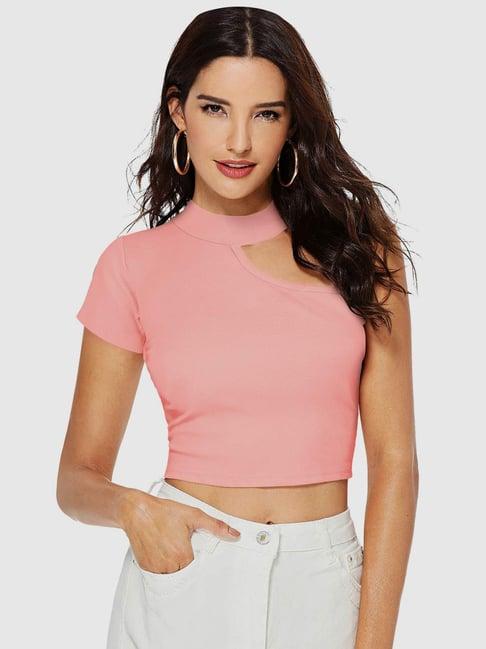 odette peach slim fit crop top