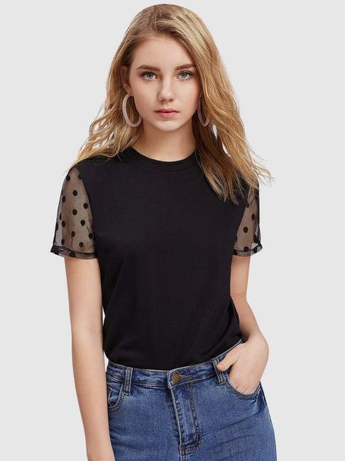 odette black polka dots top