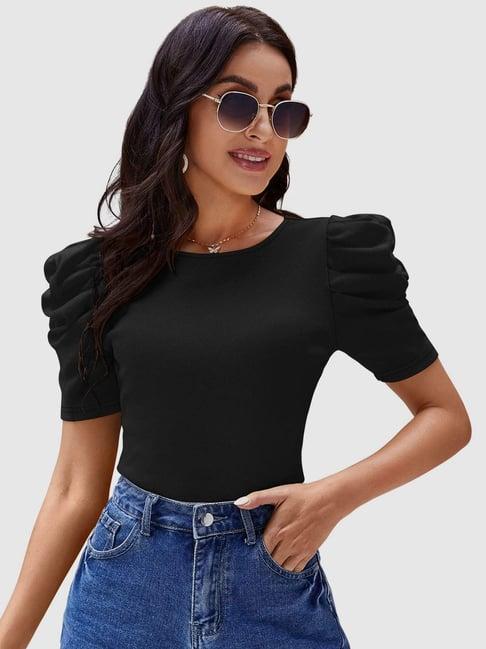 odette black slim fit top