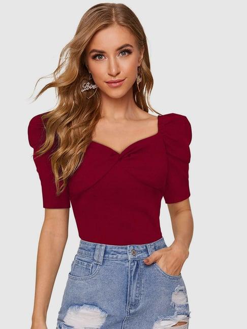 odette maroon slim fit top