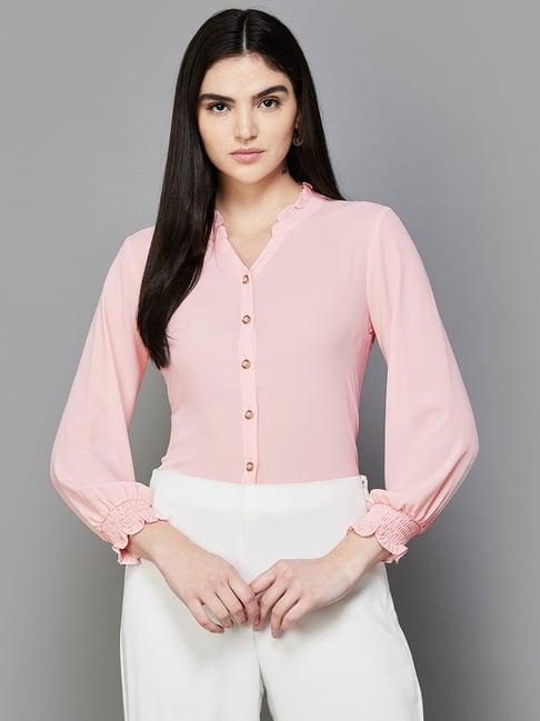 code by lifestyle pink regular fit shirt